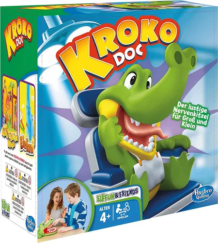Hasbro Gaming Kroko Doc - Spannendes Kinderspiel - Gesellschaftsspiel für 2-4 Spieler ab 4 Jahren, fördert Geschicklichkeit und Teamarbeit mit tierischem Spaß!