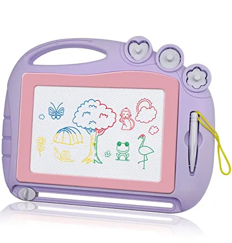AiTuiTui Zaubertafel Maltafel Magnettafel Reisegröße, Magnetische Zaubertafeln Kinder Bunt Zeichenbrett Pädagogische Spielzeug-Geschenk mit 3 Stempel für Kinder 3 4 5 Jahre Geschenke (Violett)