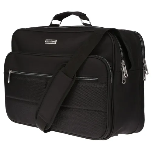 Herren Messenger Bag - Flugbegleiter Arbeitstasche in Schwarz - Kategorie: Taschen, wasserfest und ideal für Beruf und Freizeit, mit verstellbaren Trageriemen und großzügigem Stauraum (39x30x16cm).