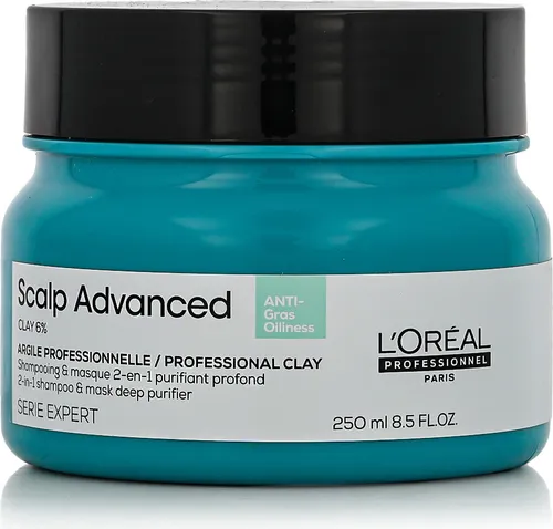 LOREAL SCALP Tonmaske für fettiges Haar 250ml - Reinigende Haarmaske für fettige Kopfhaut. Die innovative Formel mit Tonerde entfernt Unreinheiten und sorgt für frisches, voluminöses Haar. Ideal für die wöchentliche Pflege, ohne Silikone und Sulfate.