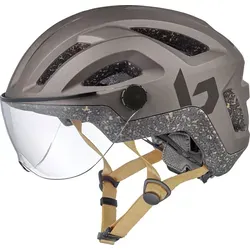 BOLLÉ City-Fahrradhelm "Eco React Visor", dark bronze - Fahrradhelm aus 100% recycelten Materialien, mit klarem Visier und Click-to-Fit System für optimale Passform. Ideal für umweltbewusste Pendler!