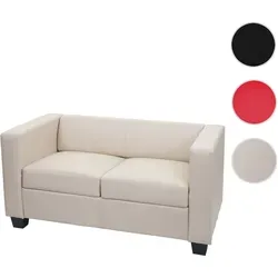 2er Sofa Couch Loungesofa Lille - Creme Leder - Modernes 2-Sitzer Loungesofa mit bequemer Polsterung und stabiler Rahmenbauweise, ideal für stilvolle Wohnräume. BSCI-geprüft für soziale Standards, in verschiedenen Bezugsstoffen erhältlich.