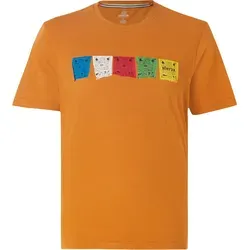 Sherpa Adventure Gear Tarcho Tee masala - Größe M - Klassisches T-Shirt mit auffälligem Frontprint der tibetanischen Gebetsfahnen. Hergestellt aus hochwertigem Material, bietet es hohen Tragekomfort für den Alltag.
