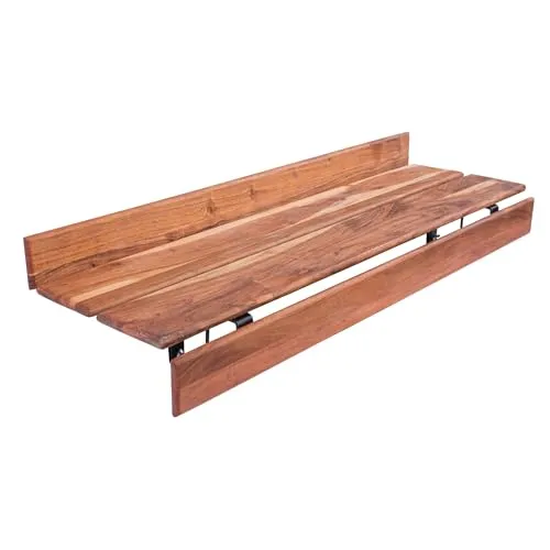 Balkongeländer-Ablage Jochen aus massivem Akazienholz - Praktische, klappbare Balkongeländer-Ablage aus geöltem Akazienholz, 98 x 30 x 15 cm. Pflegeleicht und universell einsetzbar für Balkon oder Terrasse. Jedes Stück ist ein einzigartiges Unikat.