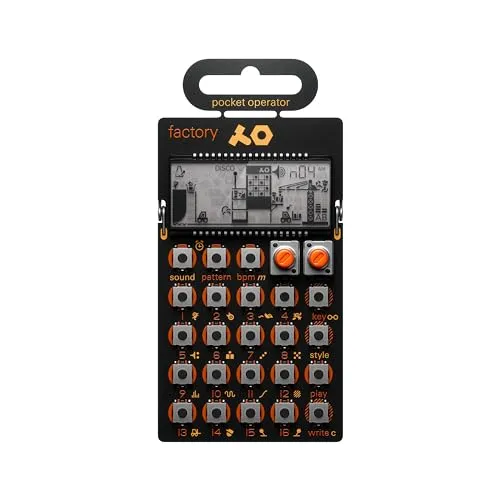 Teenage Engineering PO-16 Factory - Kompakter Synthesizer & Drum Machine mit 15 Sounds, 16 Effekten und integriertem Lautsprecher – ideal für kreative Musikproduktion unterwegs.
