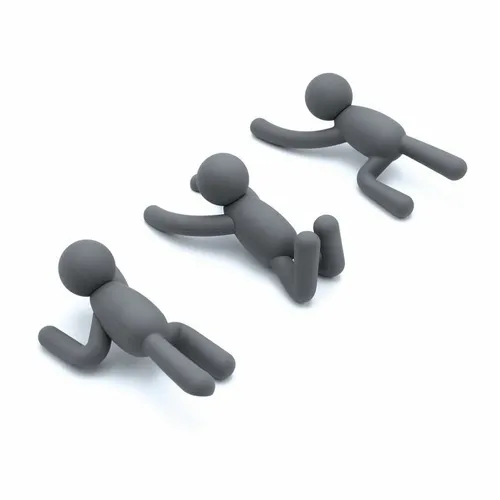 Umbra Buddy Hook Wandhaken 3er Set in Grau - Praktisches 3er Set Wandhaken aus Kunststoff, belastbar bis 2,3 kg. Ideal für die Garderobe, um Platz zu sparen und Ordnung zu schaffen.