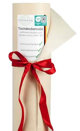 Sensalux Tischdeckenrolle 10m lang aus stoffähnlichem Vlies, 1 m x 10 m Creme