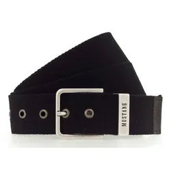 MUSTANG Stoffgürtel mit Used-Look Schließe - Modischer Gürtel aus 100% Baumwolle mit einzigartiger Used-Look Schließe und Logoschriftzug, ideal für lässige Outfits.