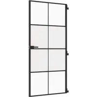 vidaXL Innentür Schlank Schwarz 93x201,5 cm - Türsicherungen mit robustem Aluminiumrahmen und gehärtetem Glas für stilvolle Übergänge zwischen Räumen. Modernes, schlankes Design sorgt für Licht und Privatsphäre.