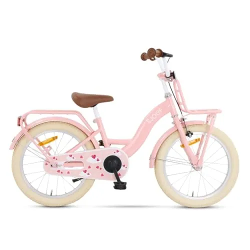 SJOEF Classic Kinderfahrrad 18 Zoll – Rosa, ideal für 5-7 Jahre - Das SJOEF Classic Kinderfahrrad begeistert mit verstellbarem Sattel und Lenker, sowie Rücktritt- und Handbremse. 95% vormontiert für schnelle Montage in nur 10 Minuten. Perfekt für wachsende Kinder!