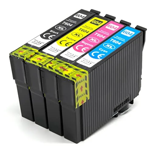 OBV Druckerpatronen kompatibel mit Epson 604 604XL, Multipack, Schwarz/Cyan/Magenta/Gelb, für Expression Home XP-2200, XP-3200, Workforce WF-2910 DWF