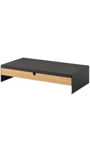 IKEA ELLOVEN Monitorständer mit Schublade, Anthrazit - Monitor-Halterungen für ergonomische Bildschirmhöhe, inklusive praktischer Schublade für Utensilien und Kabelmanagement – ideal für Ordnung am Arbeitsplatz.