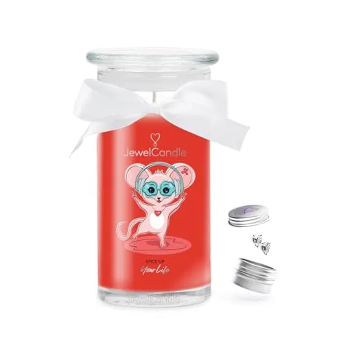 JuwelKerze Spice Up Your Life Ohrringe Silber - Duftkerze mit Schmuck - Kerzen im Glas, große Duftkerze mit fruchtigem Aroma und versteckten Ohrringen aus Silber, ideal als Geschenk für Frauen zum Geburtstag.