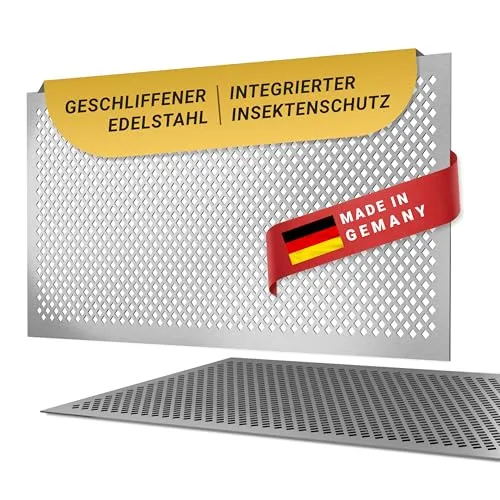 DeinLichtschacht Edelstahl Lichtschachtabdeckung mit Insektenschutz - Hochwertige Lichtschachtabdeckung aus rostfreiem Edelstahl mit Gitterrost für Begehbarkeit. Modernes Karos-Muster sorgt für Licht- und Luftdurchlässigkeit – einfache Montage ohne Werkzeug.