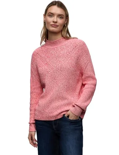 Longpullover STREET ONE Damen Gr. 40, striking coral, 100% Baumwolle - Stylischer Longpullover von Street One für Damen in striking coral. Aus 100% Baumwolle, pflegeleicht und mit modischem Strick-Detail. Ideal für kühle Tage – ein komfortabler Begleiter für jeden Anlass.