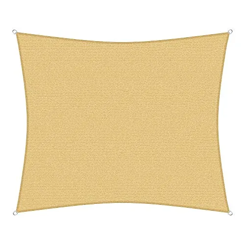 sunprotect 12025 Professional Sonnensegel 5x4,5m - Beige - Sonnenschutz mit ca. 90% UV-Schutz, wind- und wasserdurchlässig. Ideal für Terrasse oder Garten - reißfest und schimmelresistent.