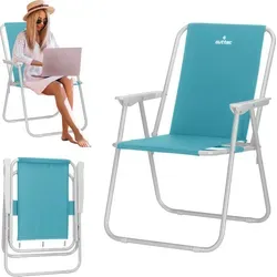 Outtec® Campingstuhl - Faltbarer Angelstuhl bis 100 kg in Hellblau - Der Outtec Campingstuhl kombiniert robustes Design mit hohem Komfort. Ideal für Garten, Balkon oder unterwegs, leicht zu transportieren und zu verstauen. Strapazierfähiges Gewebe und stabiler Stahlrahmen sorgen für Langlebigkeit.