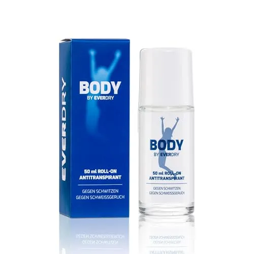 EVERDRY Antitranspirant Body Roll-On | gegen starkes Schwitzen unter den Achseln und am Körper | ergiebig für 6-12 Monate | 50 ml | Antiperspirant ohne Alkohol, Farb- und Parfümstoffe