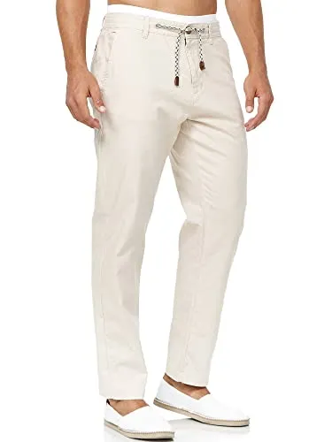 Indicode Leinenhose Veneto beige L - Wanderhose aus 45% Leinen und 55% Baumwolle, elastisch und pflegeleicht, ideal für aktive Outdoor-Abenteuer.