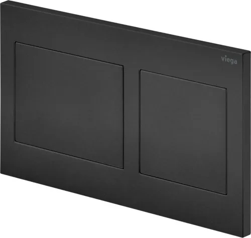 Viega WC Betätigungsplatte VfS 21 8611.1 - Sanitärinstallation, elegante Kunststoffplatte in schwarz matt für effiziente 2-Mengen-Spültechnik und manuelle Spülauslösung.