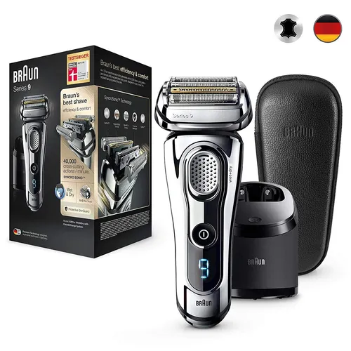 Braun Series 9 9296cc Elektrischer Rasierer - Herrenrasierer mit Wet & Dry Funktion, bietet eine gründliche Rasur und eine abwaschbare Reinigungseinheit für optimale Hygiene.