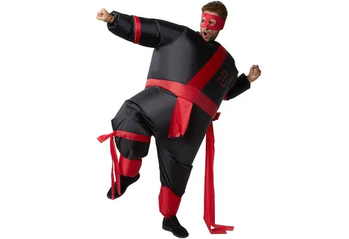 dressforfun 302353 - Aufblasbares Unisex Ninja Kostüm - Kostüm-Outfits für Erwachsene, aufblasbar in 30 Sekunden, mit Maske und Gürtel für maximale Bewegungsfreiheit und Spaß auf jeder Feier.