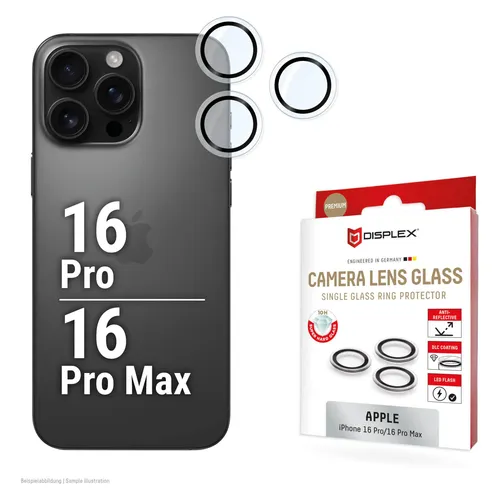 Displex Premium Camera Lens Glass (1 Stk., Apple iPhone 16 Pro, Apple iPhone 16 Pro Max) (02123)