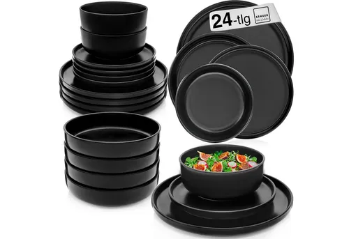 SÄNGER Madeira Kombiservice 24-teilig - Elegantes Steingut Geschirr Set für 6 Personen, kratzfest, spül- und mikrowellengeeignet – ideal für stilvolle Tischarrangements im Alltag.