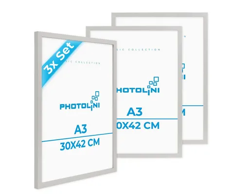 PHOTOLINI Bilderrahmen 3er Set aus MDF mit Acrylglas - Stilvolles 3er Set Bilderrahmen aus stabilem MDF, ideal für Hoch- und Querformat. Setzen Sie Ihre Bilder perfekt in Szene und verleihen Sie Ihrem Zuhause einen individuellen Touch. Zubehör zum Aufhängen inklusive.