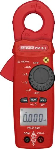 Benning CM 9-1 - Digitale Stromzange CAT IV 300V, präzise Leckstrommessung zur Vermeidung von Schäden