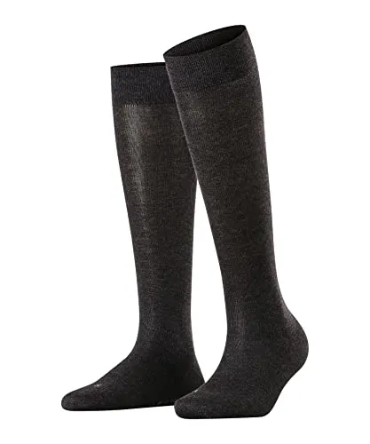 FALKE Damen Kniestrümpfe Sensitive London, Baumwolle, 1 Paar, Grau (Anthracite Melange 3089), 35-38