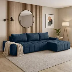 BEAUTYSOFA Costa L – Ecksofa mit Schlaffunktion & Bettkasten in Blau - Stilvolles Ecksofa in Blau mit Schlaffunktion und praktischem Bettkasten. Hochwertiger Veloursstoff sorgt für Langlebigkeit und Komfort. Ideal für moderne Wohnräume und Übernachtungsgäste.
