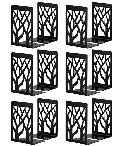 Buchstütze, Buchstützen, Book Holder CD Kinder Metall, Bücher Halter für Regal, Ordnerhalter DVD Unsichtbares Bücherregal, Bookends Buchstopper, Buchhalterung Buch Halter (6 Pair, Schwarz)