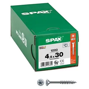 SPAX Universalschrauben T20 Senkkopf WIROX 4,5 mm x 30 mm, 1000 St. - Schrauben, Nägel, Dübel - starke Holzverbindungen mit präziser 4CUT-Spitze für minimales Aufsplittern und optimalen Halt. Ideal für langlebige Projekte im Innen- und Außenbereich.