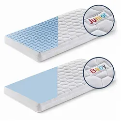 Betten-ABC Mini-Duo Babymatratze – 2-in-1 für Neugeborene und Kleinkinder - Matratze mit Baby- und Juniorseite, optimales Schlafklima dank Klimawatte und waschbarem Bezug, ideal für gesunden Schlaf deines Kindes.