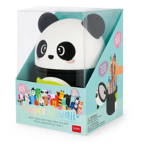 Legami Super Kawaii Panda Schreibtisch Organizer – Federmappe aus Silikon - Kreativer Panda-Stiftehalter aus hochwertigem Silikon, ideal für deinen Schreibtisch. Leicht und kompakt, bietet Platz für deine Schreibutensilien.