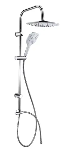 TrendLine Quattro White Duschsystem mit Kopf- und Handbrause - Modernes Duschsystem mit quadratischer Regendusche und Handbrause, ideal für ein luxuriöses Duscherlebnis in Ihrem Badezimmer.