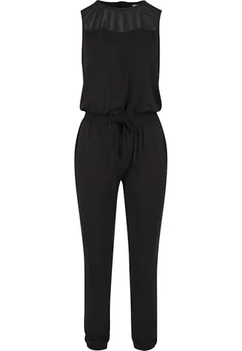 Urban Classics Damen Tech Mesh Long Jumpsuit 5XL - Stylischer Damen Jumpsuit aus 95% Viskose, perfekt für warme Tage. Bequem und modisch mit Rundhalsausschnitt und ärmellosem Design.
