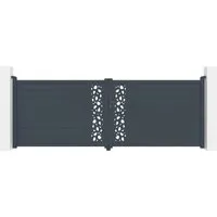 Casanoov Flügeltor Sunny 400x140cm & Gartentür Sunny 100x140cm Aluminium Grau - Praktisches Set: Flügeltor und Gartentür aus langlebigem Aluminium in Grau. Ideal für Ihren Außenbereich, bietet Sicherheit und Stil in einem.