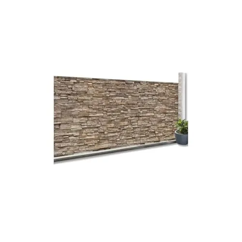 IDMarket Sichtschutz verdunkelnd 1,8 x 10 m Steinmuster Braun - Blickdichter Sichtschutz mit Steinmuster für Balkon oder Terrasse. Robustes 160 g/m² Gewebe, einfach anzubringen dank Ösen. Schützt effektiv vor Wind und sorgt für Privatsphäre in Ihrem Außenbereich.