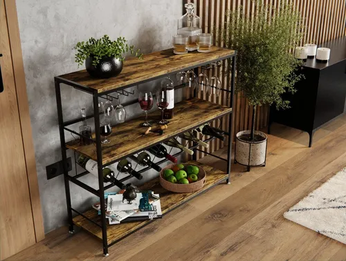 Lenmar LOFT Weinregal für 7 Flaschen - Stilvolles Weinregal aus robustem Metall, ideal für die Wandmontage und perfekte Lagerung von 7 Flaschen Wein. Stabil und modern, Versand in 24h!