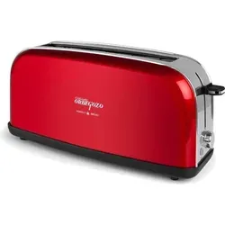 Orbegozo TOV 6200 Toaster Rot - Vintage Langschlitztoaster mit Edelstahlgehäuse, 6 Bräunungsstufen und praktischer Auftaufunktion für perfekten Toastgenuss.