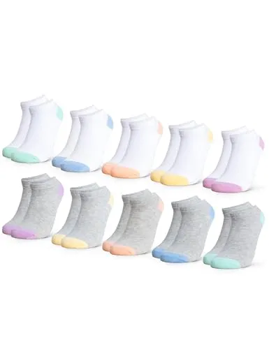Occulto Mädchen & Jungen Sneaker Socken 10er Pack (Modell: Piccolo) 31-34 Weiß Grau