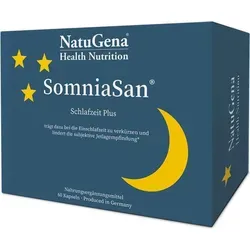 NatuGena SomniaSan® Schlafzeit Plus | 60 Kapseln | mit Baldrian, Kamille und Melatonin | vegan