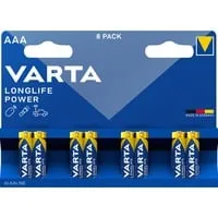 VARTA Batterien AAA Longlife Power, 8 Stück - Hochleistungs-Alkaline Batterien, 10 Jahre Haltbarkeit, ideal für Spielzeug und elektronische Geräte, Made in Germany