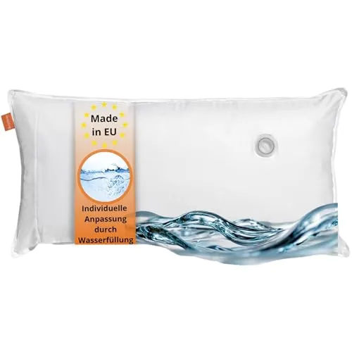 Sleepling 190112 Wasserkissen | Orthopädisches Kopfkissen in 50 x 70 cm - Kissen aus 100% Baumwolle, individuell anpassbare Stützkraft für optimalen Schlafkomfort, hygienisch waschbar bis 40 Grad, Qualität Made in EU.