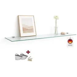 HOOZ Wandregal aus Sicherheitsglas - Klarglas 90 cm - Badablage aus ESG Sicherheitsglas, modern und stilvoll, belastbar bis 8 kg, ideal für platzsparende Aufbewahrung im Badezimmer.