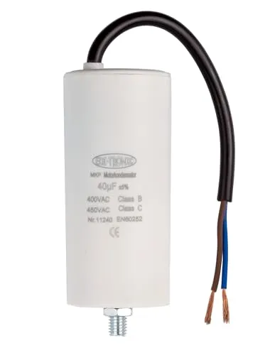 Kondensator Anlaufkondensator Motorkondensator Arbeitskondensator Kabel 40µF 450V