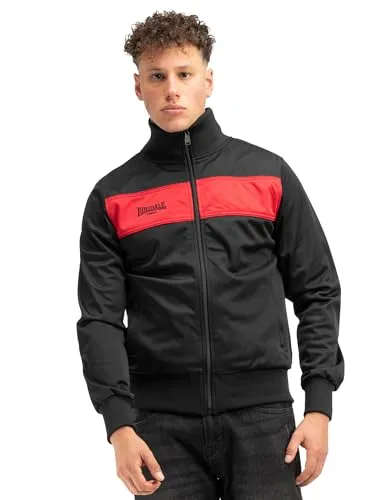 Lonsdale Herren Trainingsjacke ALNWICK, Slim Fit, Black/Red, XXXL - Funktionsjacke in schmaler Passform aus 100% Polyester, ideal für sportliche Aktivitäten mit stylischem Design und kleiner Logo-Stickerei.