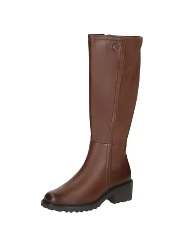 CAPRICE Damen Hohe Stiefel mit Absatz mit Reißverschluss Elegant, Braun (Cognac Comb), 37 EU